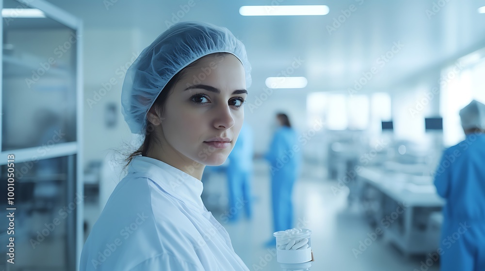 A portrait of a nurse preparing medication in a calm, sterile hospital environment. A portrait of a nurse preparing medication in a calm, sterile hospital environment.