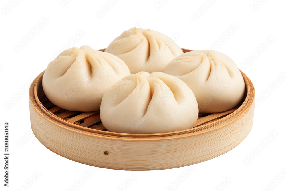Freshly Steamed Buns with Fluffy Texture Isolated on Transparent Background