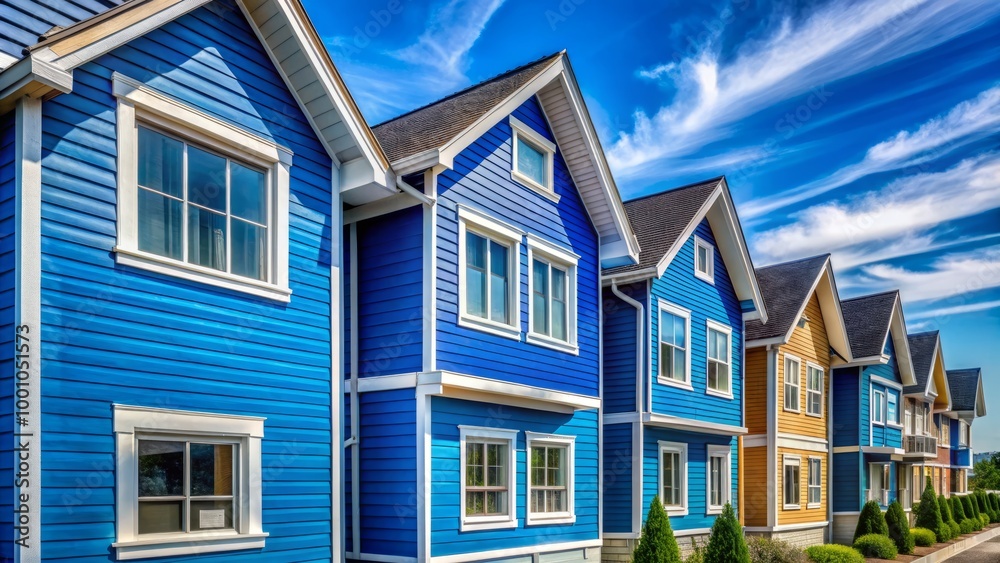 Elegant blue house siding in diverse shades highlights contemporary architectural design and style, offering a stunning Elegant blue house siding in diverse shades highlights contemporary architectural design and style, offering a stunning