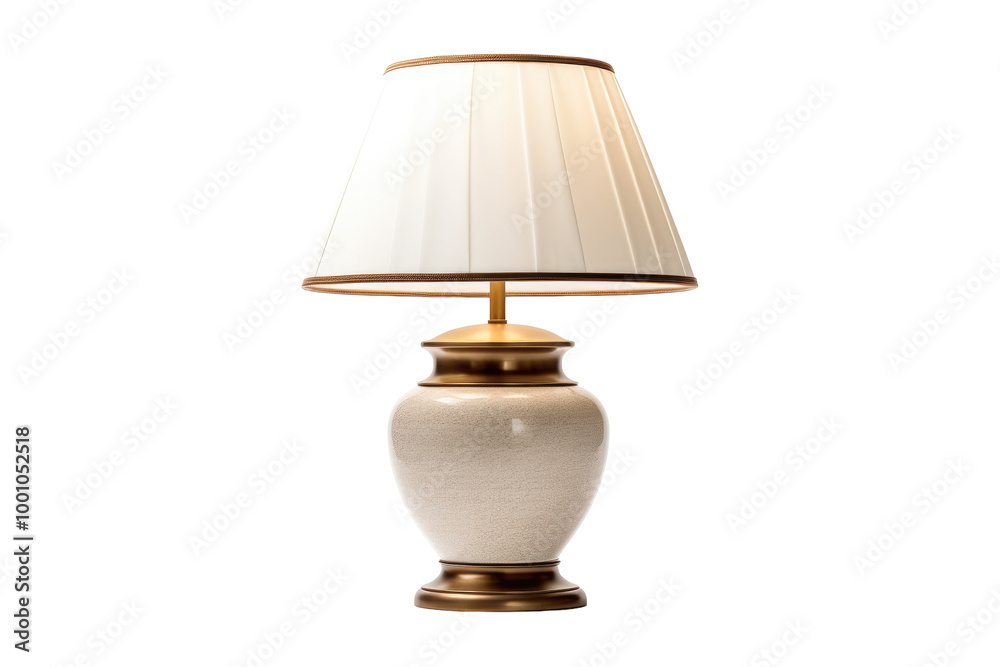 Classic Table Lamp with Antique Brass Finish and Fabric Shade Isolated on Transparent Background Classic Table Lamp with Antique Brass Finish and Fabric Shade Isolated on Transparent Background