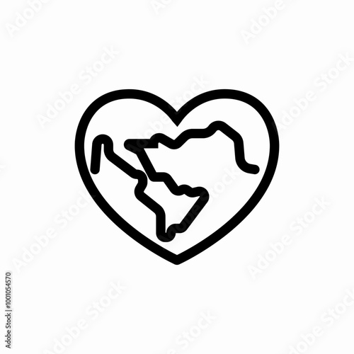 earth in heart shape icon sign vector