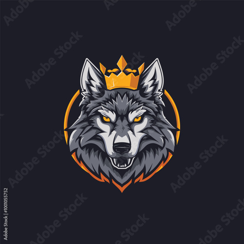 Esports gaming logo wolf head with crown