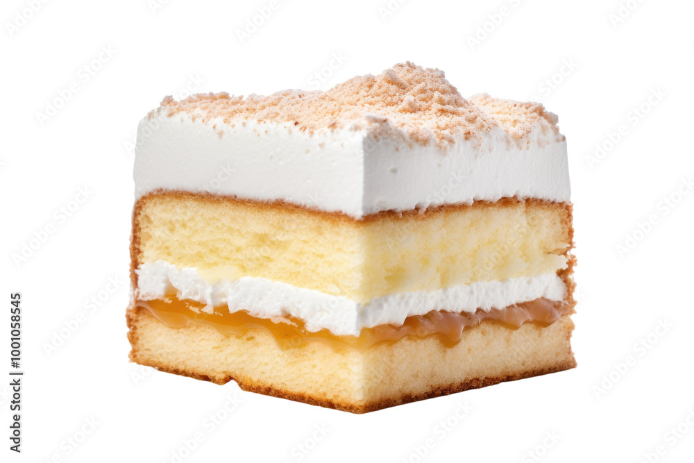 Fluffy Vanilla Sponge Cake with Fresh Berries and Whipped Cream Isolated on Transparent Background Fluffy Vanilla Sponge Cake with Fresh Berries and Whipped Cream Isolated on Transparent Background