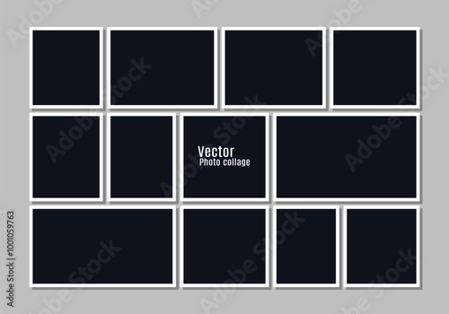 Wallpaper Mural Vector Black Collage Frames Template Flat Design Background Torontodigital.ca