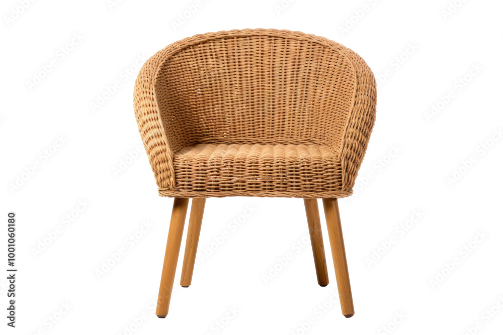 Classic Wicker Chair with Comfortable Cushions and Traditional Weave Isolated on Transparent Background Classic Wicker Chair with Comfortable Cushions and Traditional Weave Isolated on Transparent Background