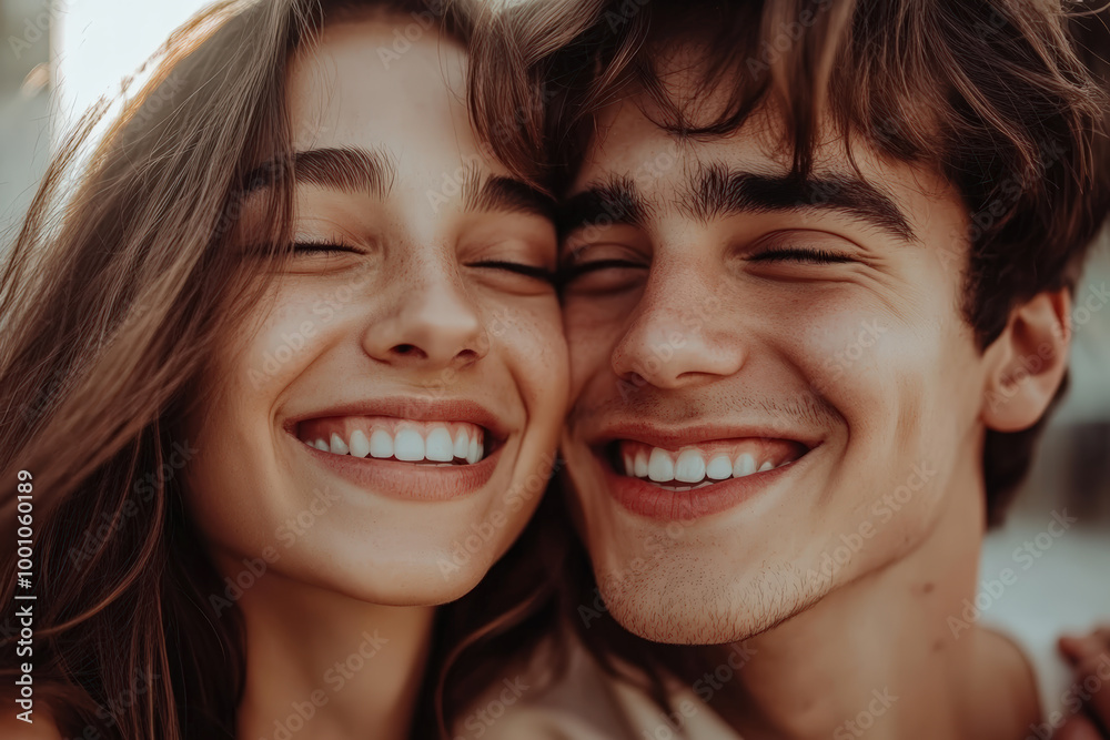 Happy Couple Smiling in Daytime Portrait Happy Couple Smiling in Daytime Portrait