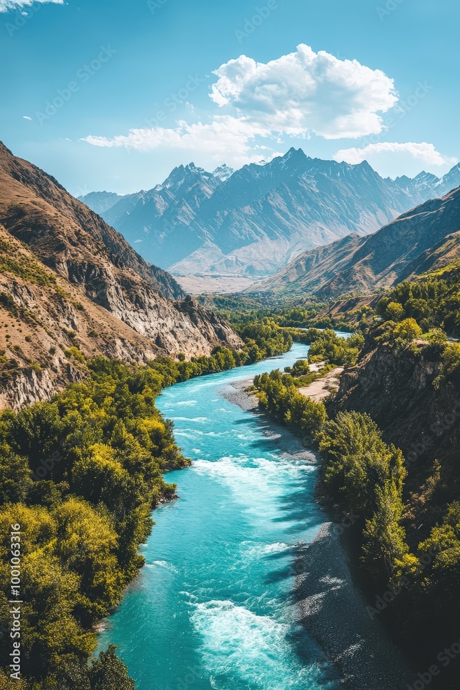 Stunning mountain landscape with turquoise river Stunning mountain landscape with turquoise river