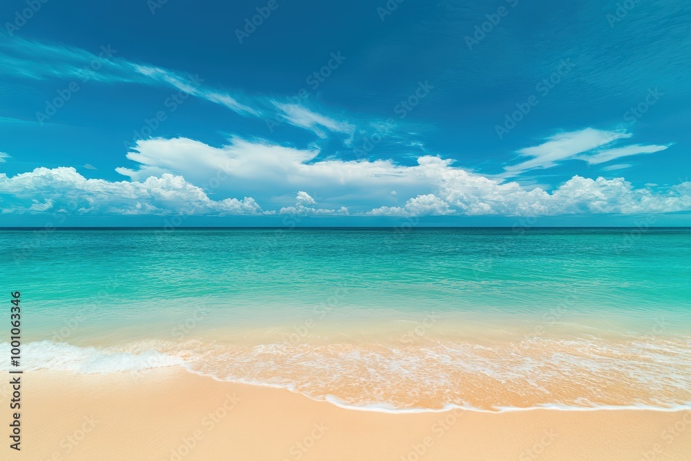 Serene tropical beach with turquoise waters and white sand Serene tropical beach with turquoise waters and white sand