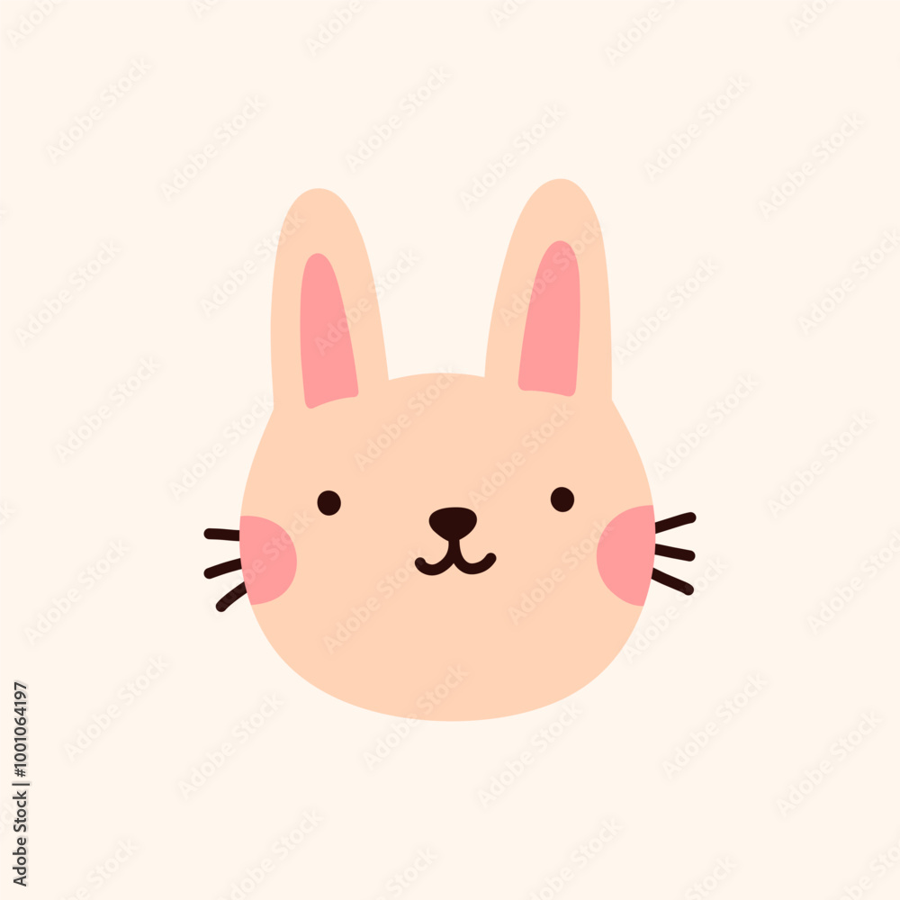 Cute bunny isolated on a white background. Vector hand-drawn illustration in flat style. Perfect for decorations, logo, various designs.