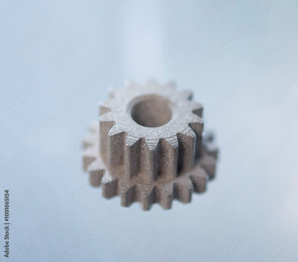 Object printed on 3D printer from metal powder using Metal Jet technology. High detailed detailing parts. Metal Jet. 3D-printed metal parts. Modern 3D printing, additive manufacturing technologies Object printed on 3D printer from metal powder using Metal Jet technology. High detailed detailing parts. Metal Jet. 3D-printed metal parts. Modern 3D printing, additive manufacturing technologies
