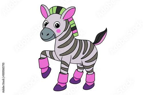 Zebra Wearing Funky Shoes Dancing at Party Animal Clipart Vector Illustration