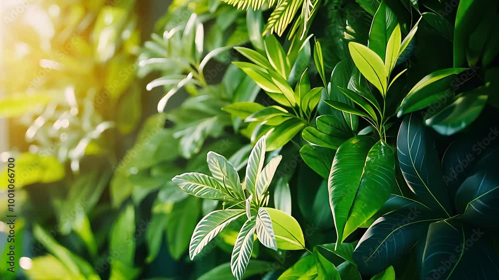 Close-up of fresh green leaves illuminated by sunlight, showcasing vibrant foliage in a natural environment. Close-up of fresh green leaves illuminated by sunlight, showcasing vibrant foliage in a natural environment.