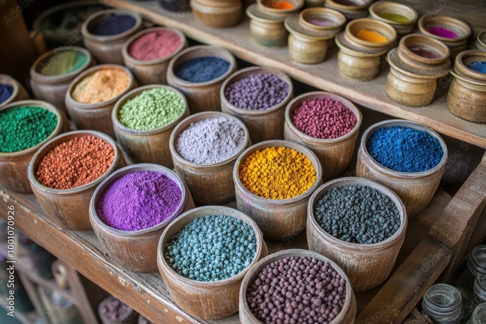 Colorful spices and herbs in wooden containers Colorful spices and herbs in wooden containers