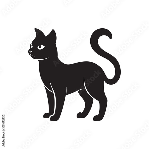 cat silhouette vector, black and white silhouette, vector and illustration