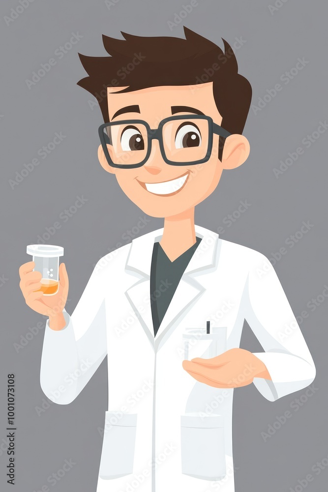A cheerful scientist holding a sample container and a petri dish, showcasing laboratory work. A cheerful scientist holding a sample container and a petri dish, showcasing laboratory work.
