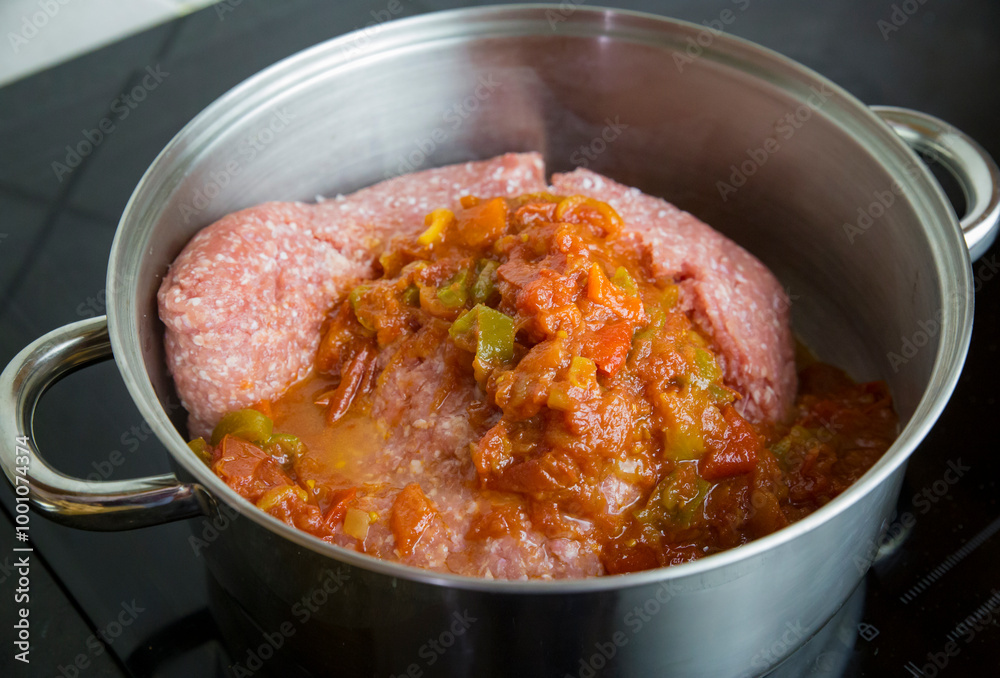 Detalhe de poupa de tomate para refogado o cozinhado da carne. Detalhe de poupa de tomate para refogado o cozinhado da carne.