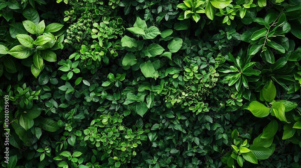 Lush Greenery with Various Leaf Textures and Shades Lush Greenery with Various Leaf Textures and Shades