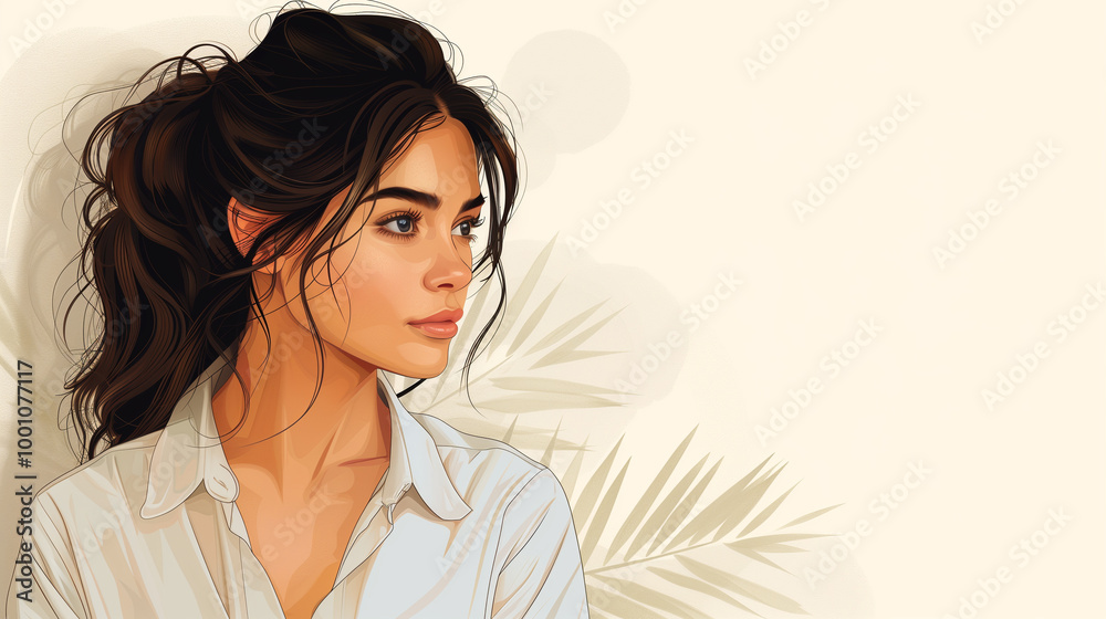 Minimalist Modern Portrayal of Model Girl with Clean Lines and Neutral Color Palette Minimalist Modern Portrayal of Model Girl with Clean Lines and Neutral Color Palette