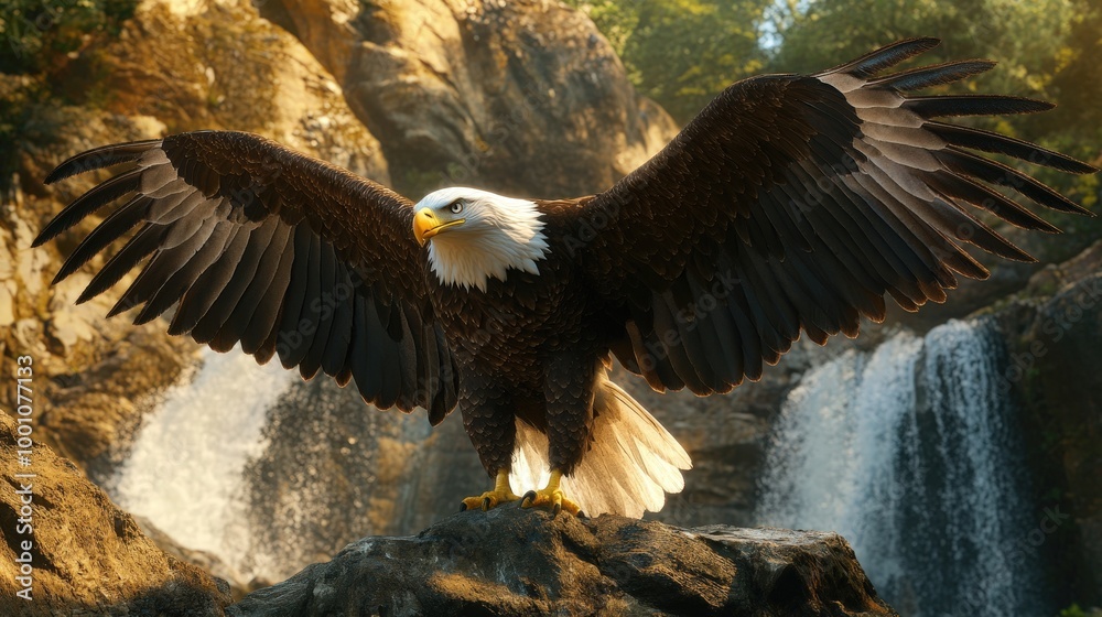 majestic bald eagle with outstretched wings majestic bald eagle with outstretched wings
