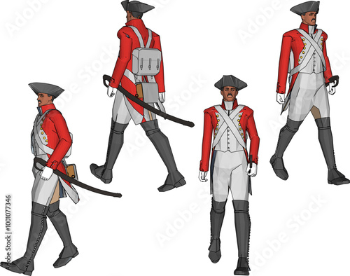 Vector sketch illustration design of soldiers in royal era uniforms preparing for battle with sword weapons