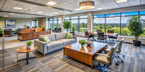 Waukesha's modern corporate interior design showcases open layouts and contemporary furnishings, fostering a photo