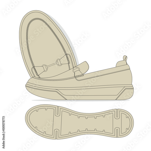 Men loafer shoes vector design technical drawing by adobe illustrator