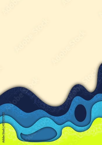 Paper cut background with waves