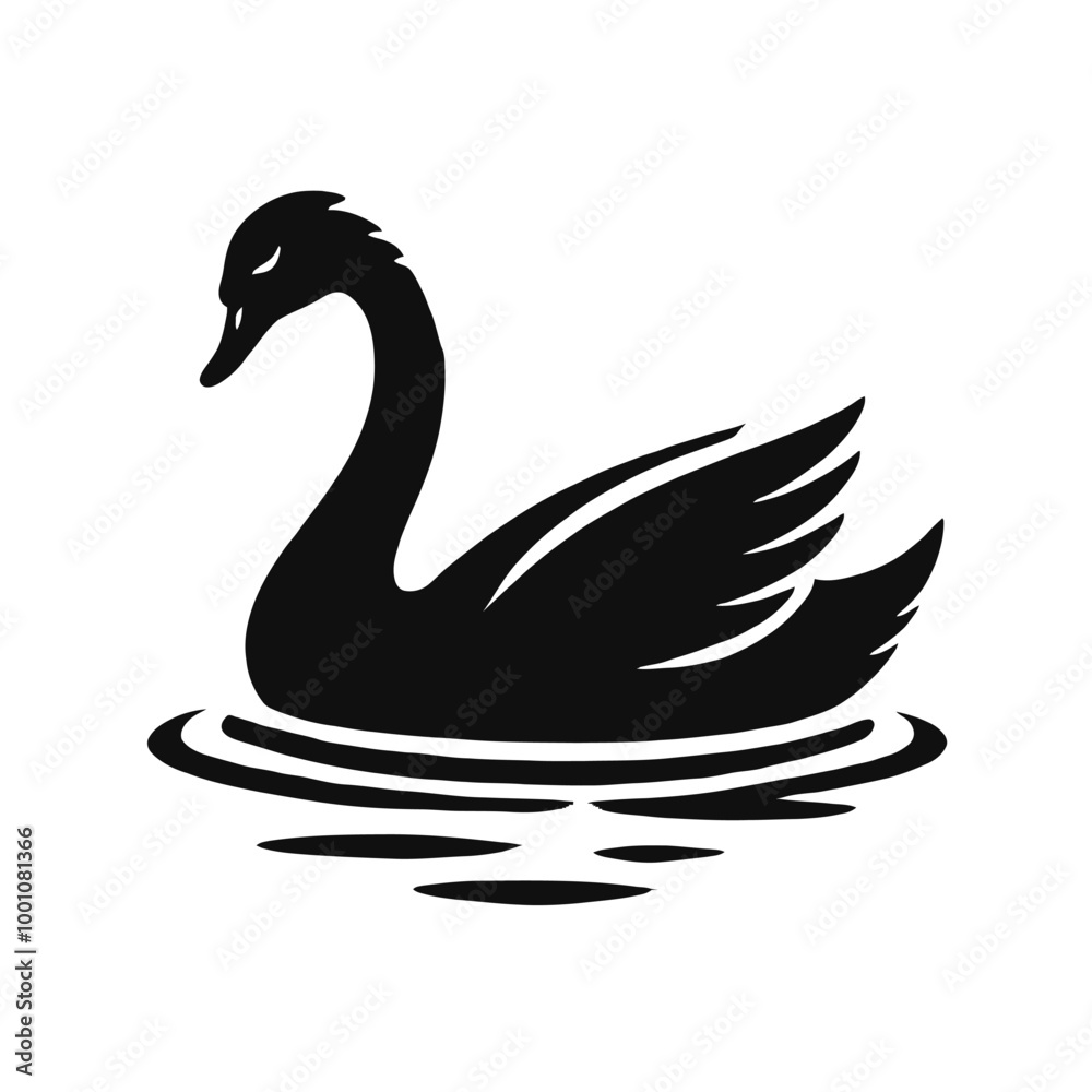 Swan Silhouette on Water Swan Silhouette on Water