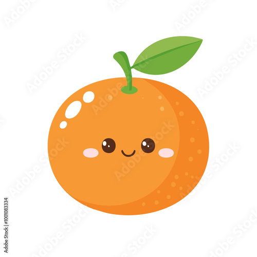 Tengerine Cute Cartoon Fruit Fresh Animation Kawaii Healthy Character

