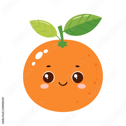 Tengerine Cute Cartoon Fruit Fresh Animation Kawaii Healthy Character
