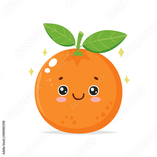 Tengerine Cute Cartoon Fruit Fresh Animation Kawaii Healthy Character
