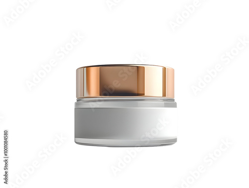 Cosmetic cream jar with elegant design, isolated on white background.