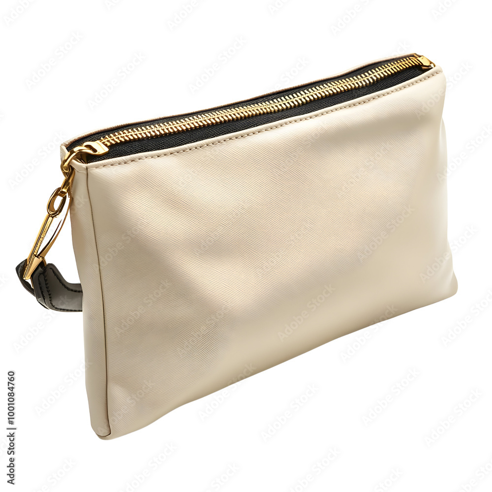 Elegant cream clutch bag with a zip closure, perfect for evening outings and special occasions. Elegant cream clutch bag with a zip closure, perfect for evening outings and special occasions.