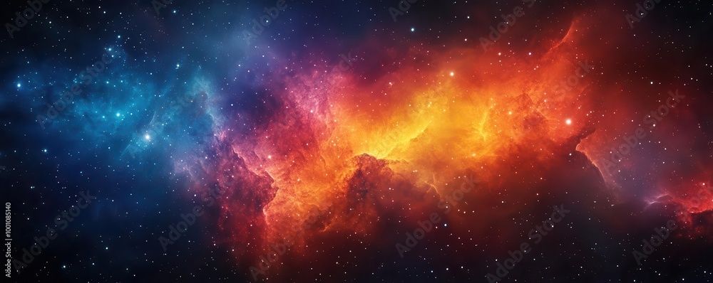 Naklejka premium Spaceship exploring distant galaxy, scifi, vibrant hues, digital painting