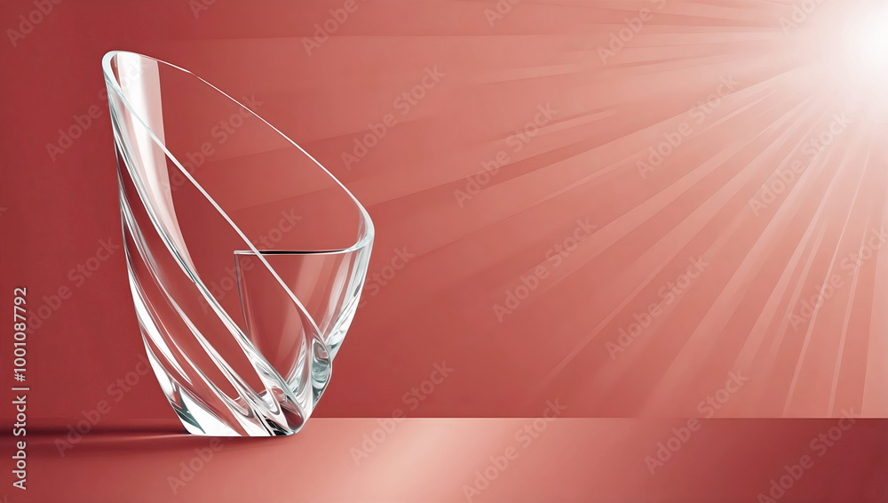 elegant aesthetic design, template with copy space area, colourful glass isolated on clean background, blank advertising display
