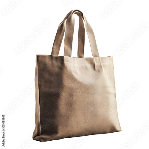 Stylish brown tote bag isolated on a white background, perfect for shopping or daily use.