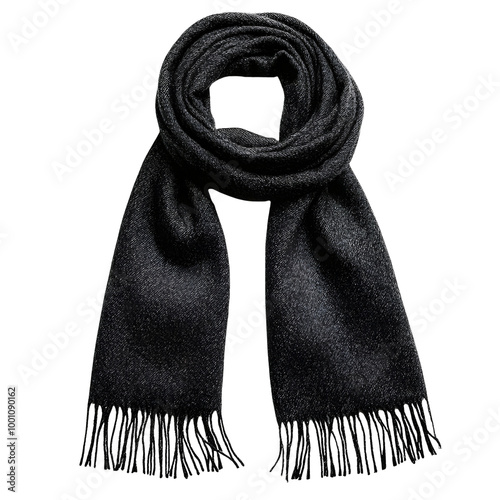 Wallpaper Mural Stylish black scarf with fringe details, perfect for winter fashion and warmth. Torontodigital.ca