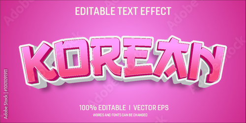 editable korean vector text effect with modern style design