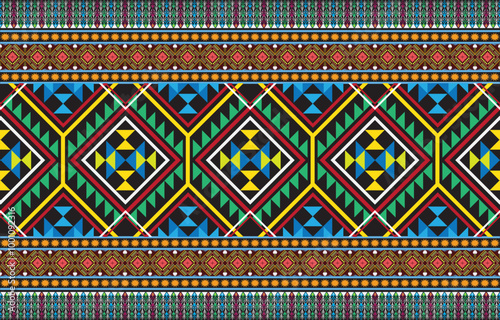 Geometric vector background with sacral tribal ethnic elements. Traditional triangles gypsy geometric forms sprites tribal themes apparel fabric tapestry print