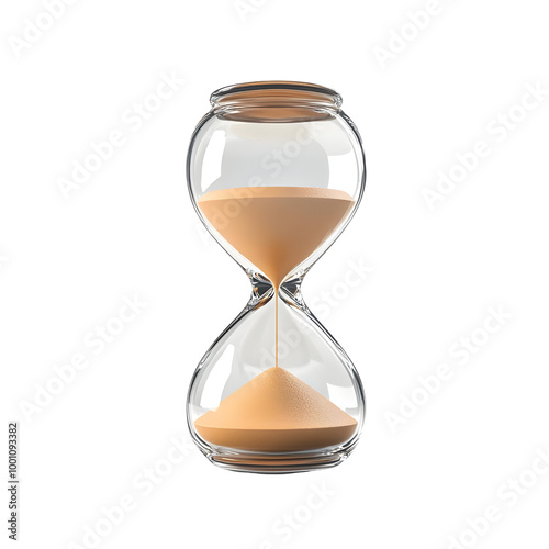 Elegant hourglass on a white background, symbolizing the passage of time and the importance of patience in life.