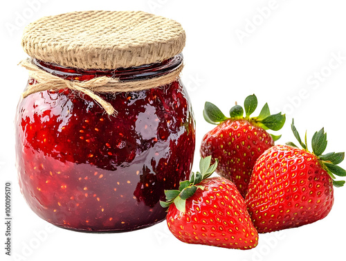Wallpaper Mural Delicious homemade strawberry jam in a jar, complemented by ripe strawberries on the side, ideal for breakfast spreads. Torontodigital.ca