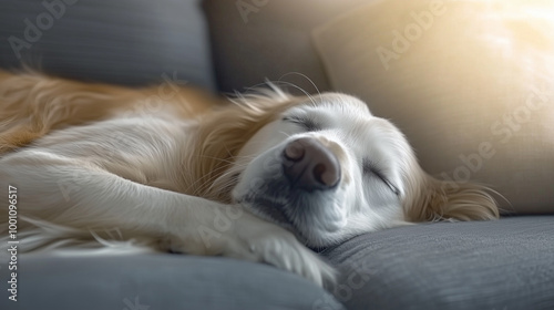 A peaceful golden retriever...