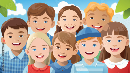 Group of diverse children smiling together outdoors