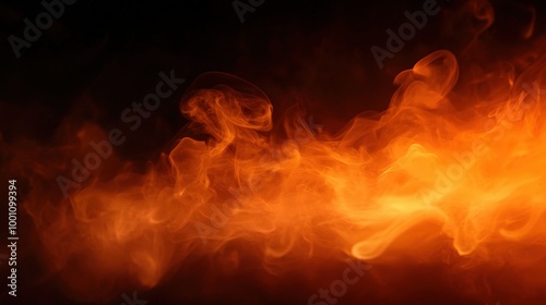 Fiery Flames on Black Background