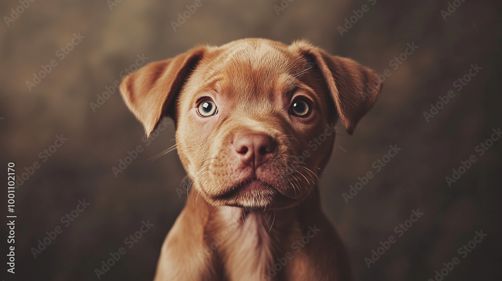 Portrait of adorable brown puppy with curious expression Portrait of adorable brown puppy with curious expression