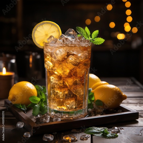 a glass of ice cold lemon tea or better known as malaysia's teh o ais limau photo