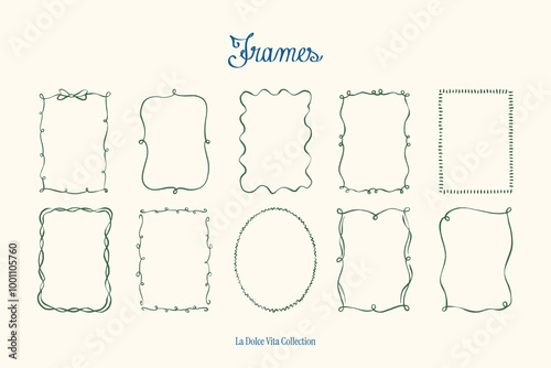 Minimalist hand drawn vector frames collection. Art for greeting cards, wedding invitations, poster design, postcards, branding, logo design, background. Matisse style illustrations.