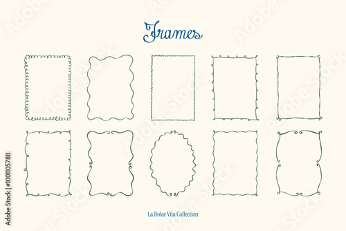 Minimalist hand drawn vector frames collection. Art for greeting cards, wedding invitations, poster design, postcards, branding, logo design, background. Matisse style illustrations.
