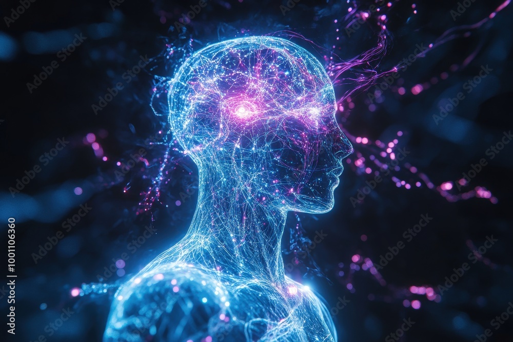 Glowing neural network and brain structure Glowing neural network and brain structure