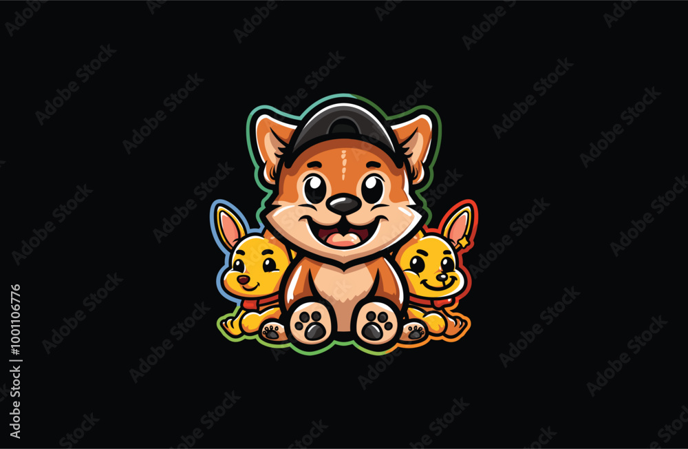 Set animal logo style icon design template vector illustration